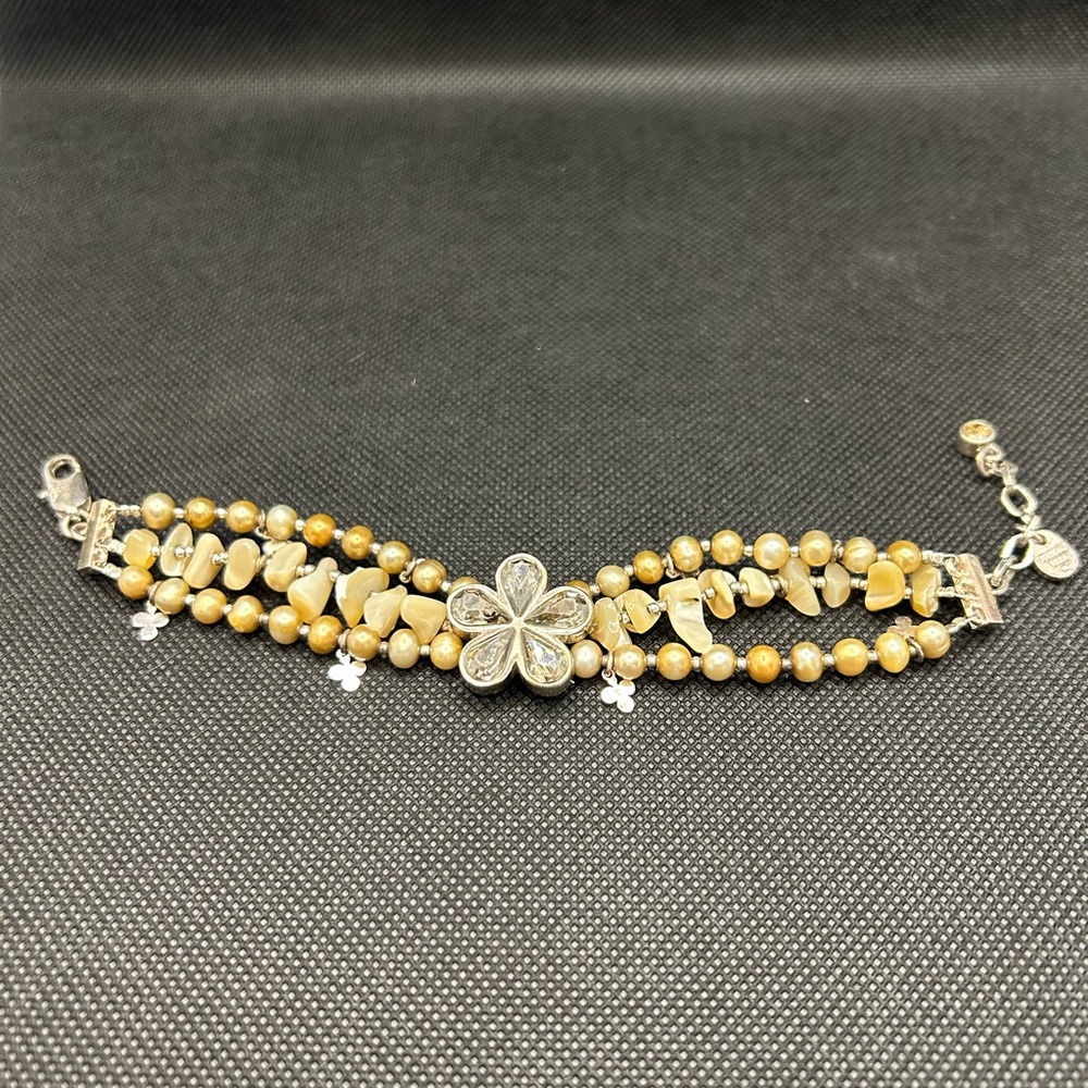 Dyrberg/Kern Cream & Bronze Pearls & Mother of Pearl & Swarovski Bracelet